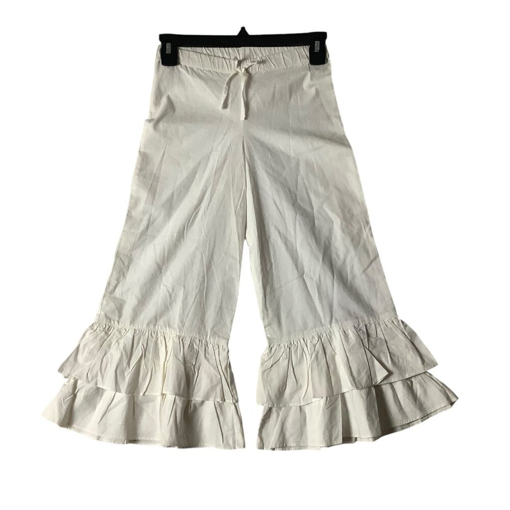 Girls Chatti Patti Ivory White Ruffled Cotton Pants Size 10 Pettipants
